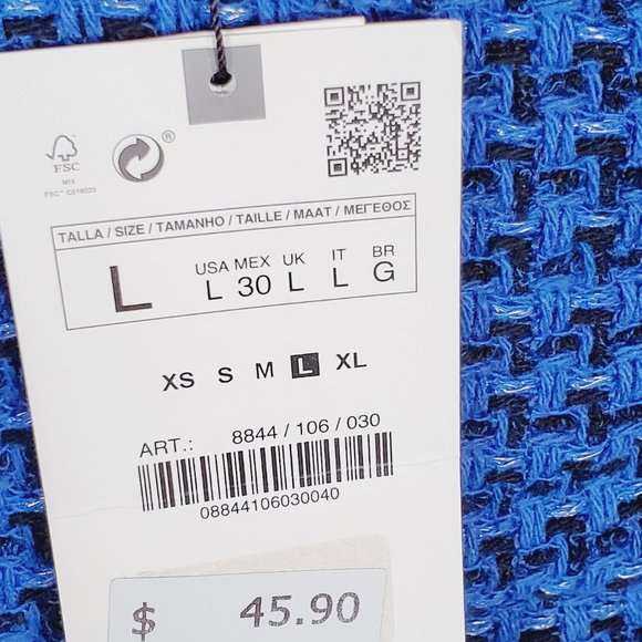 zara textured weave tank dress blue mini size medium or large NWT 8844 106 - Picture 5 of 10